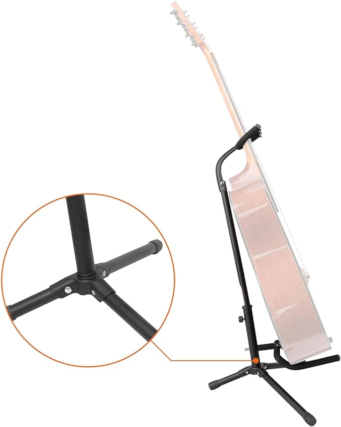 Amazon Basics Height Adjustable Foldable Guitar Stand with Secure Support, Padded Non-Slip Floor Stand for Acoustic, Electric, Bass and Banjos, Portable Display Stand, Black - Image 5