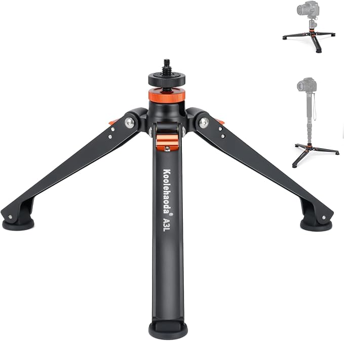 Koolehaoda Mini Tripod Base for Monopods, Aluminum Desktop Tripod | Universal 1/4" & 3/8" Screw Mount, for DSLR Camera Monopod Unipod Ball Head, Lightweight Portable Support Base, Photography by Koolehaoda