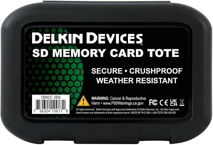Delkin Devices SD Card Holders Tote – Weather Resistant, Crushproof Case for Up to 8 SD Cards (DDACC-SD8) by DelkinDevices
