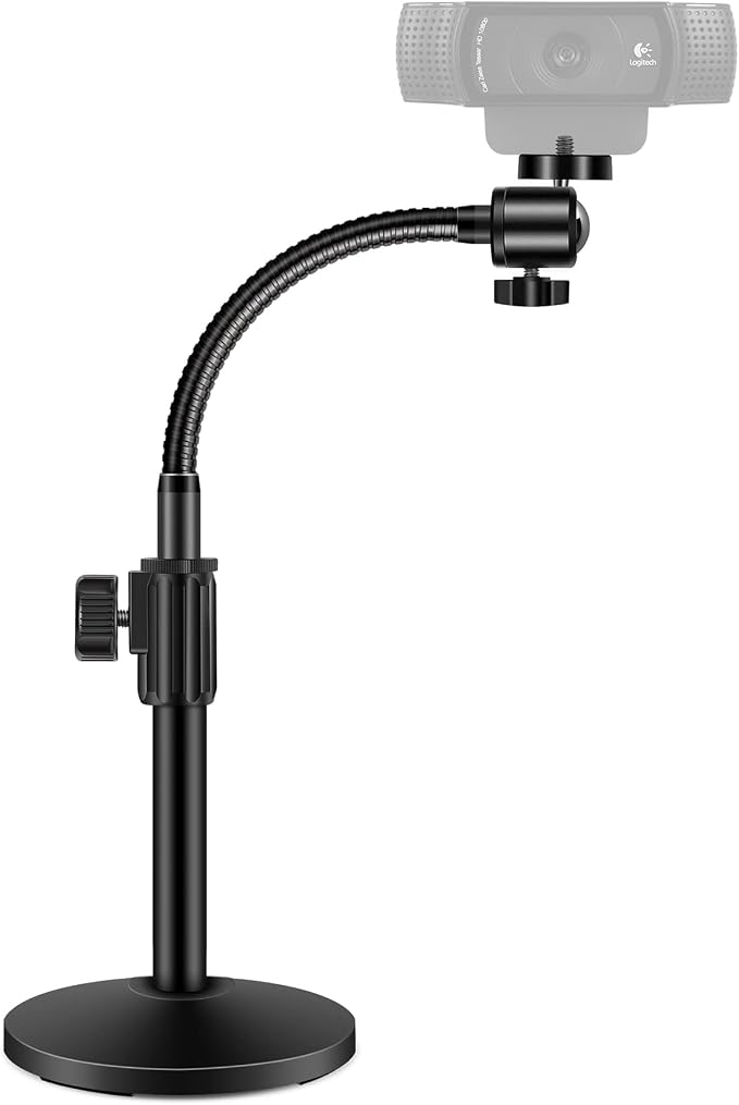 InnoGear Webcam Stand Arm for Desk Camera Mount Holder for Logitech Webcam | for C922 C930e C920S C920 C615 C960 C920x BRIO 4K NexiGo N60, Heavy Base, Gooseneck, Max Height 20.9", Eye-level Framing by InnoGear