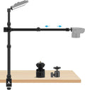Ailight Overhead Camera Mount Desk Stand, 15.75"-33.45" Webcam Mount with 2-Section Adjustable Telescopic Boom Arm, C Clamp/Swiveling Ball Head for DSLR Camera, Ring Light, Webcam by Ailight