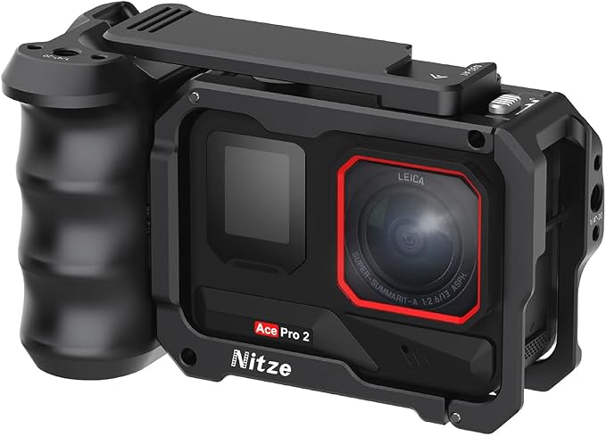 Nitze Street Snap Grip Kit for Insta360 Ace Pro 2/Ace Pro/Ace - T-IN04B | Aluminum Alloy Material, Ergonimic Design, Wrist Strap, Cold Shoe Shutter Button by Nitze