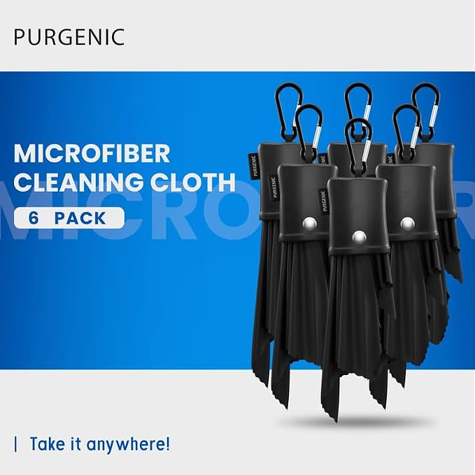 Microfiber Cloth & Glasses Wipes (6 Pack) Lens & Glasses Cleaning Cloth - Eyeglass Cleaner - Camera Lenses & Gadget Delicate Screens - Black - Image 2