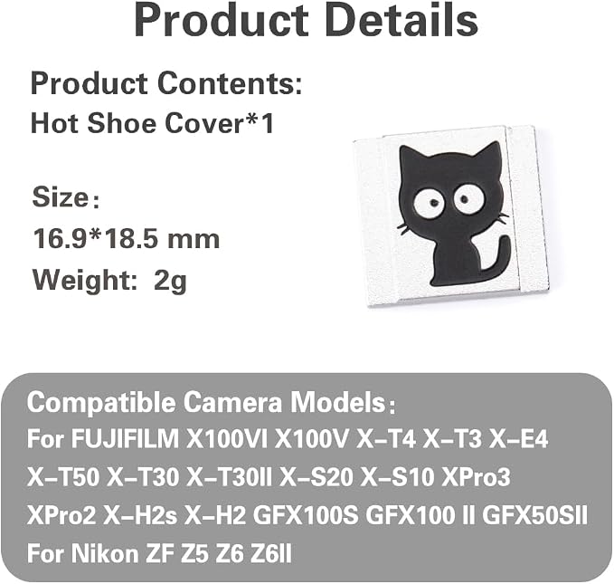 Camera hot Shoe Cover for Fuji X100VI X-M5 X-E5 X-T4for Nikon z9 z8 z7 z50 z30 zf d3500 d810 d610 (cat) - Image 9