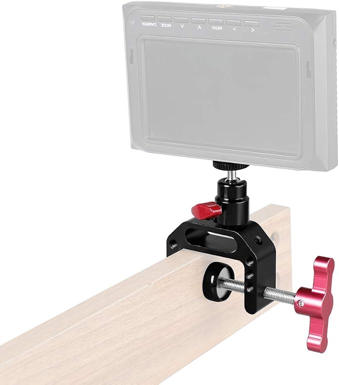 CAMVATE C Clamp Articulated 1/4"-20 Mini Ball Head Support Holder (Red Locking Knob) - 2172 - Image 3