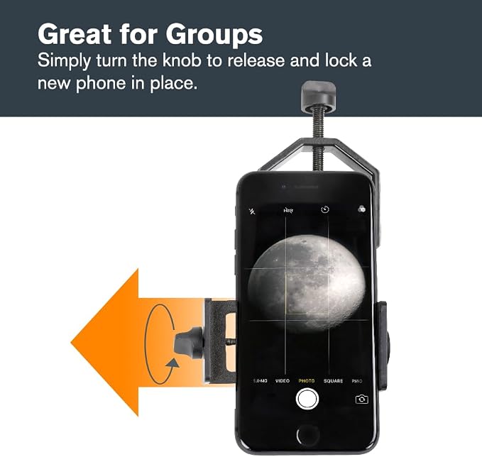 Celestron Basic Telescope Eyepiece Smartphone Adapter | Simple Phone Adapter for Telescopes, Binoculars & Spotting Scopes, Capture Images & Video, Easy to Use, Travel–friendly - Image 7