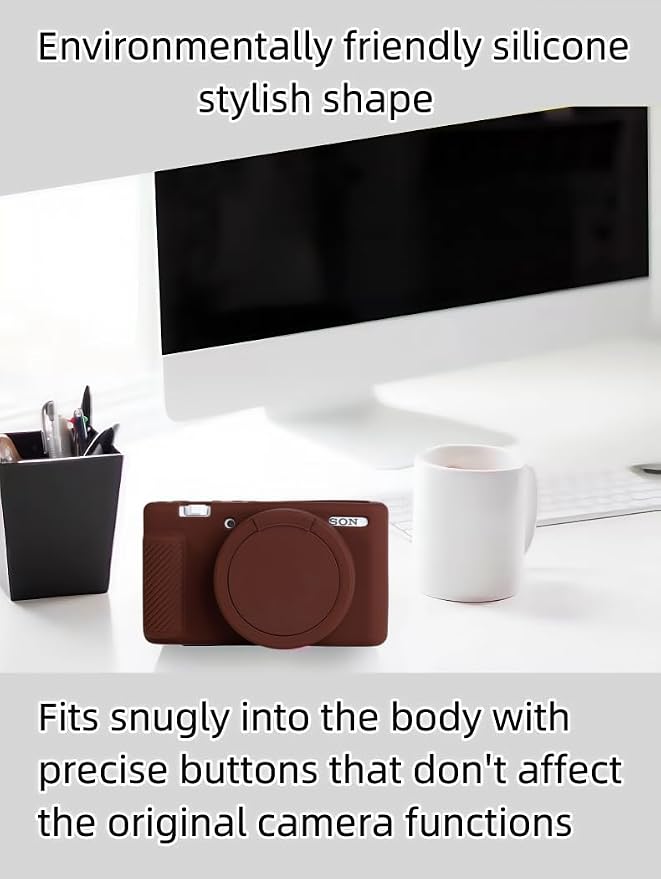 Camera Case for Sony ZV1 Digital Camera.ZV-1 Accessories | Soft Silicone Protective Case Removable Lens Cover,Comes with 2 Screen Protectors and 1 Wrist Strap.(Coffee) - Image 7