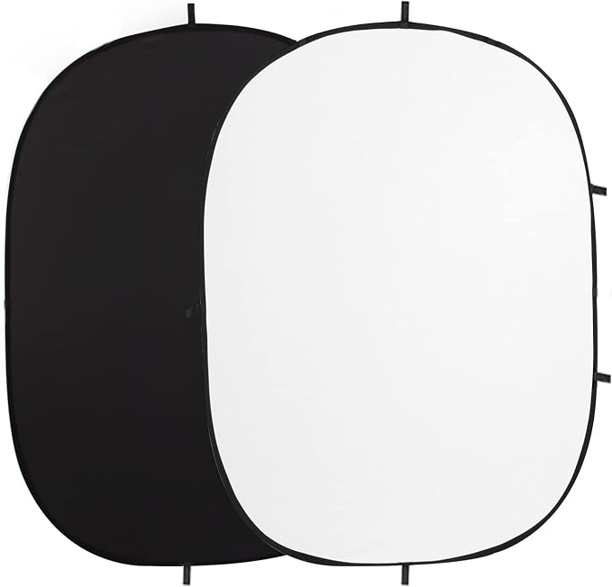 5x6.5ft Double-Sided Pop Up Backdrop, Matte Black & White Wrinkle-Resistant Collapsible Background with Carry Bag, Portable Reflector for Photography, Live Streaming, Video Calls, Headshots by FOTOCREAT
