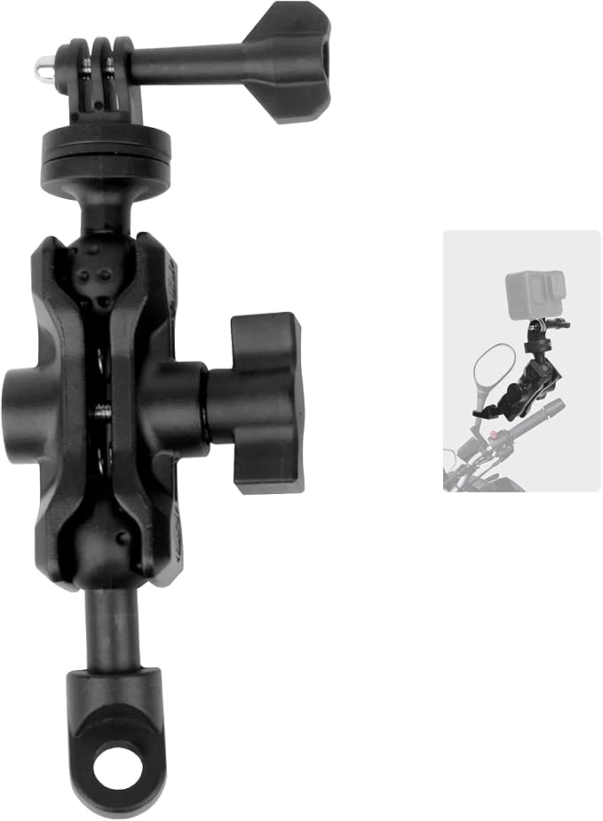 Bike Motorcycle Camera Mount Bundle Kit, 1/4 Screw & Tripod Mount Adapter, 360°Swiveling Ball Head Base -Rotating Ball Head Clamp Arm for lnsta36o X5/X4/X3/X2, Rearview Mirror(0.39“) 75014 - Image 8