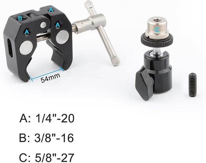 CAMVATE Crab Clamp Articulated 1/4 Mini Ball Head for Microphones - 1465 (Pack of 4) - Image 2