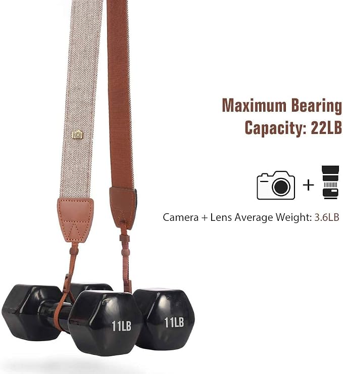 MoKo Camera Strap, Premuim Cotton Canvas Braided Adjustable Universal Sling Shoulder Neck Belt for All DSLR Digital Camera Canon, Fuji, Nikon, Olympus, Panasonic, Pentax, Sony - Khaki | Cotton Vintage Camera Strap,Adjustable Neck Shoulder Strap,for Cam... - Image 5