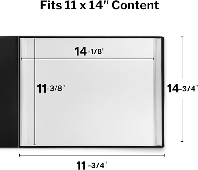 Dunwell 11x14 Portfolio Binder, 24 Pockets, Horizontal, Black | Clear Plastic Sleeves, Presentation Book, For Documents, Certificates & School Artwork - Image 6