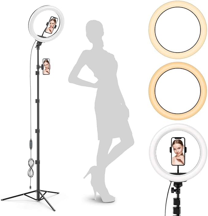 GearLight 12" LED Ring Light Stand and Phone Holder - Selfie Light Tripod w/Adjustable Height and Lighting Modes for TikTok, YouTube, Zoom, Video Recording, Computer, Makeup & Photography by GearLight