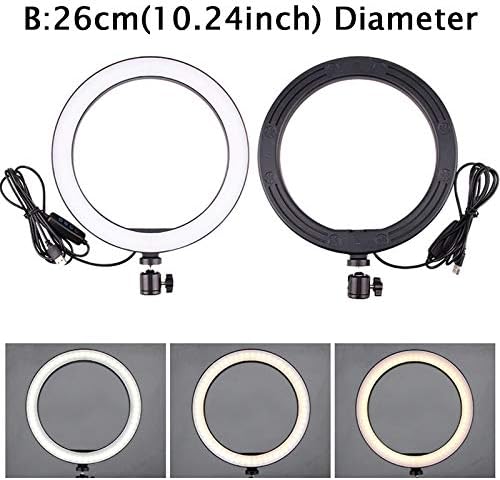 Ring Light OEBLD Dimmable with 3 Light Modes & 10 Brightness Level 360° Rotae LED Ring Fill Lights for Phone Live Stream Makeup YouTube Video Shooting (B(only 10'' Ring Light)) - Image 2