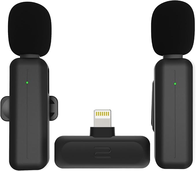 2-Pack Wireless Mini Lavalier Lapel Microphone for iPhone,iPad(Lightning) - 65ft Cordless Clip on Dual Mics with Noise Reduction 6H Working Time for Video Recording Vlogging, YouTube, Interview by Bulatry2-personsoundpickup