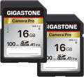 【5-Years Data Recovery】 GIGASTONE 16GB SD Card 2-Pack, Camera Pro, UHS-I A1 V10 SDHC Memory Card Speed up to 100MB/s Compatible with SPYPOINT TACTACAM Trail Camera, with 2 Mini Cases. by Gigastone