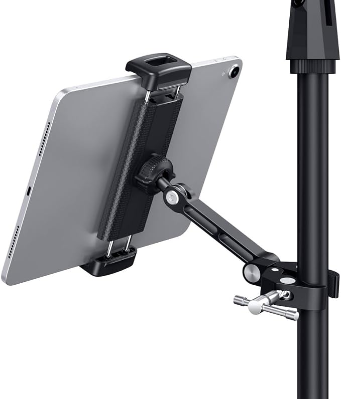 CreaDream iPad Holder for Mic Stand, Aluminum Tablet Holder for Mic Music | Adjustable Tablet Holder for Micphone Stand, Heavy Duty iPad Clip Attachment Compatible with Devices from 4.7 to 13 inch by CELLPHONESTAND