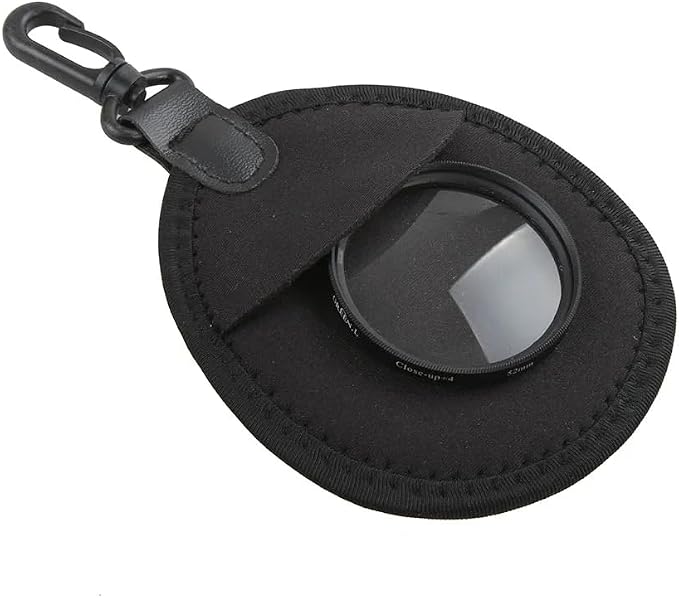 2 Pack Lens Filter Pouch Mini Storage Bag Sleeve Protective Case with Keychain Hook 2 Pockets For Camera CPL MC UV ND 25mm-77mm 43mm 46mm 49mm 52mm 55mm 58mm 62mm 67mm, Black - Image 5