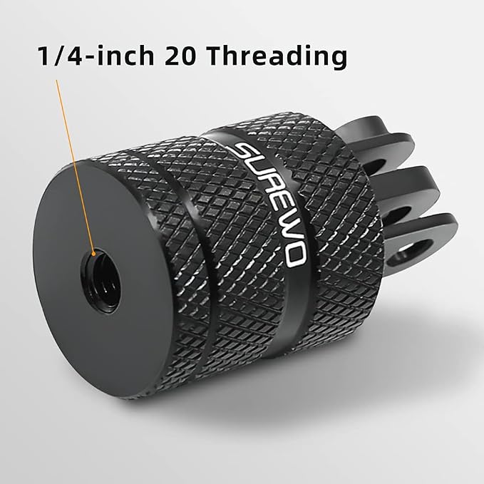 Aluminum 1/4 inch 20 Camera Tripod Adapter Mount, 360° Rotation 1/4"-20 Aluminum Tripod Adapter Mount Compatible with GoPro Hero 13/12/11/10, DJI Action 6/5 Pro/4, Xiaoyi and More Standard - Image 4