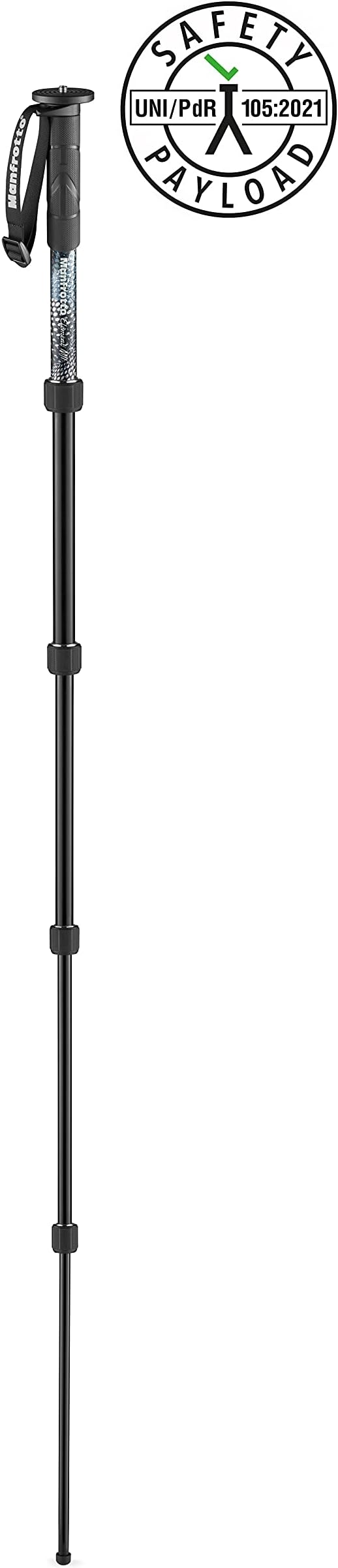 Manfrotto Element MII MMELMIIA5BK, Lightweight 5-Section Aluminium Travel Camera Monopod, with Wrist Strap, Rubber Grip, Twist Locks, Load up 15kg, for Compact Cameras, Mirrorless, DSLR, Black - Image 2