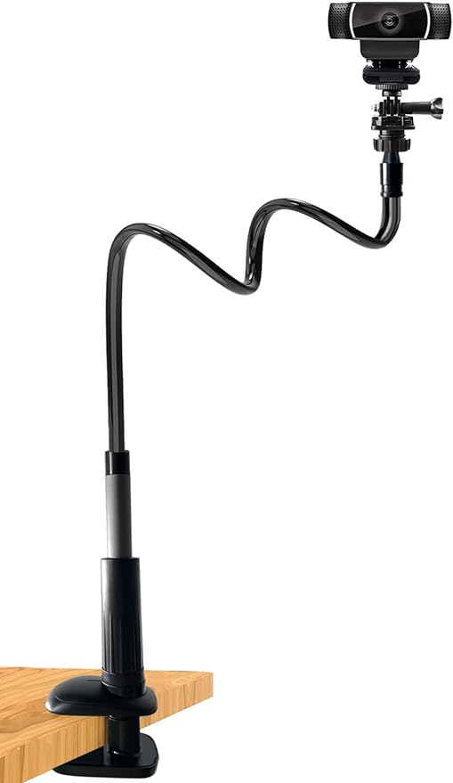 30 Inch Webcam Stand Camera Mount, Upgraded Thick Base Flexible Gooseneck Camera Stand Desk Webcam Mount Clamp for Logitech Webcams C930e C930 C920 C922x C922 Brio 4K C925e C615, Gopro Hero 8 7 6 5 4 by JCWINY
