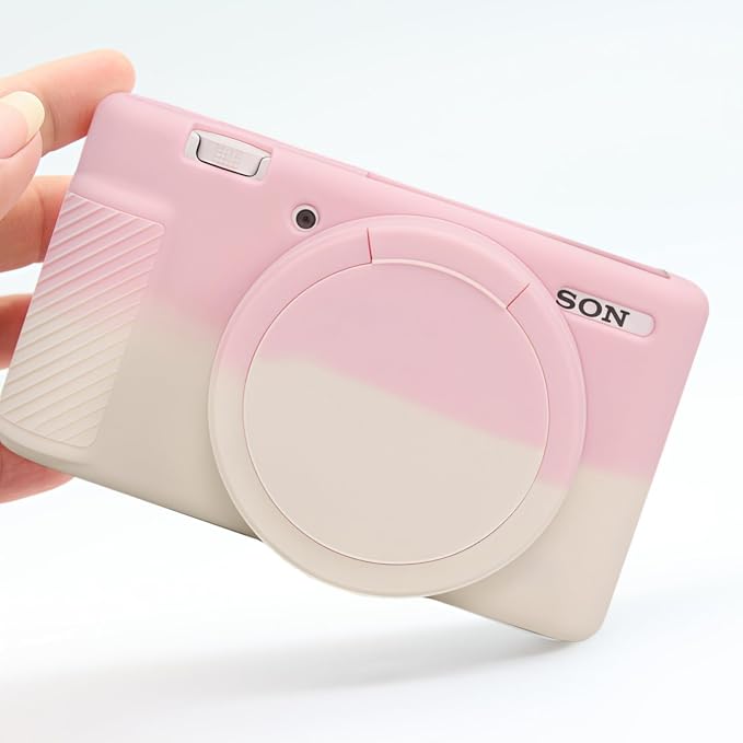 Camera Case for Sony ZV1 Digital Camera.ZV-1 Accessories | Soft Silicone Protective Case Removable Lens Cover,Comes with 2 Screen Protectors and 1 Wrist Strap.(Pink-White) - Image 6
