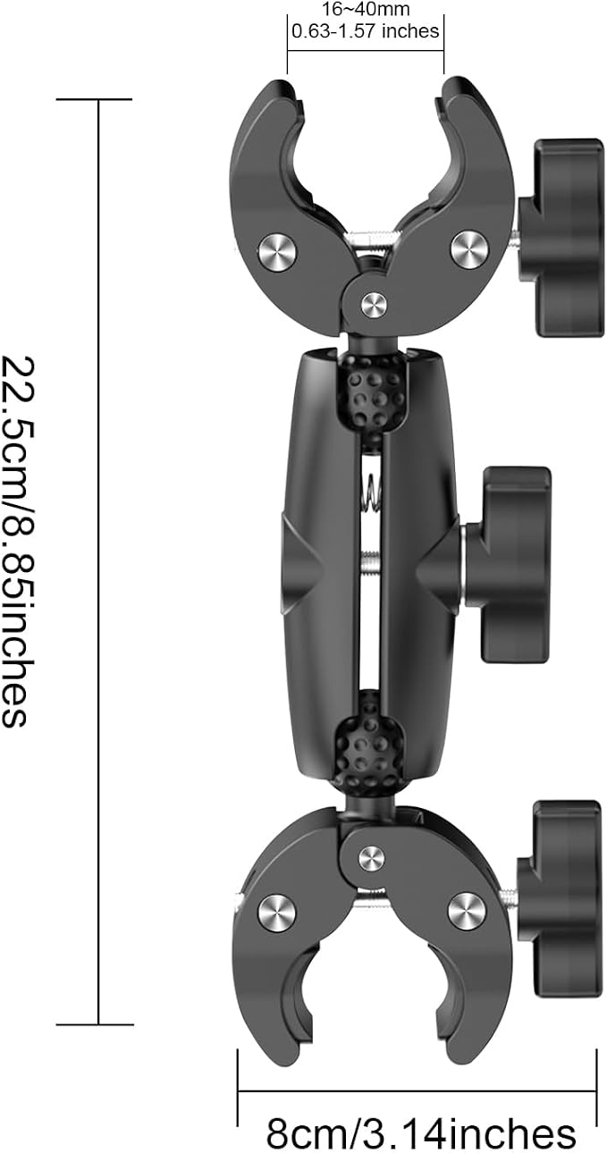 Double Clamp Camera Mount - Universal Bracket for Golf Carts, Umbrella Clamp, Desktop, Strollers, Wagons, Photo Studio, and More, Magic Arm Double Ball Head Adapter - Image 7