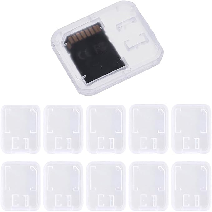 Pack of 10 Clear Plastic Memory Card Case Storage Boxes Compatible with SD SDHC SDXC Micro SD T-Flash Card (Memory Card Not Included) by Pebipoo