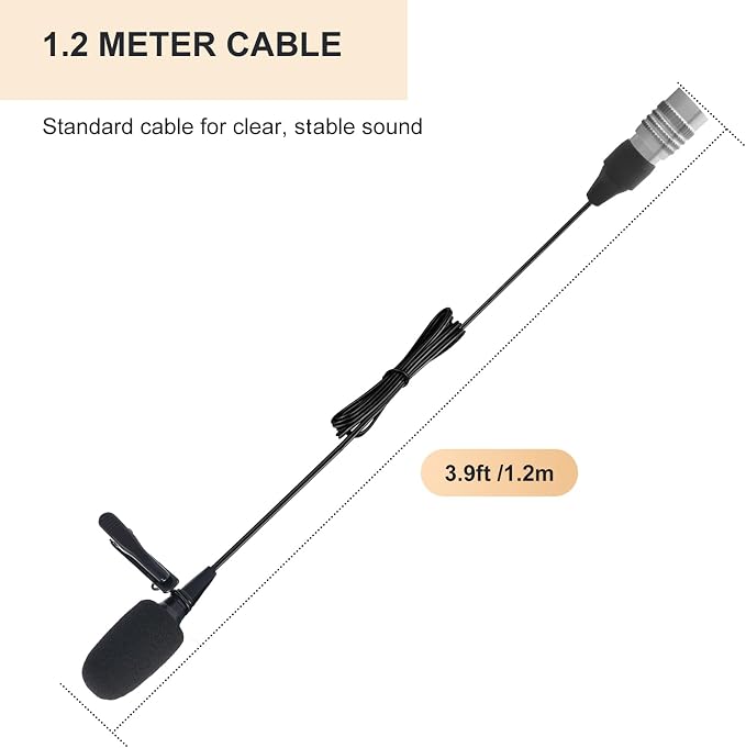Lavalier Microphone, Cardioid Condenser Clip On Microphone, Lapel Microphone Compatible with Audio Technica Microphone Wireless System, Hirose 4 Pin Plug, Ideal for Lectures, Theater, Actors - Image 4