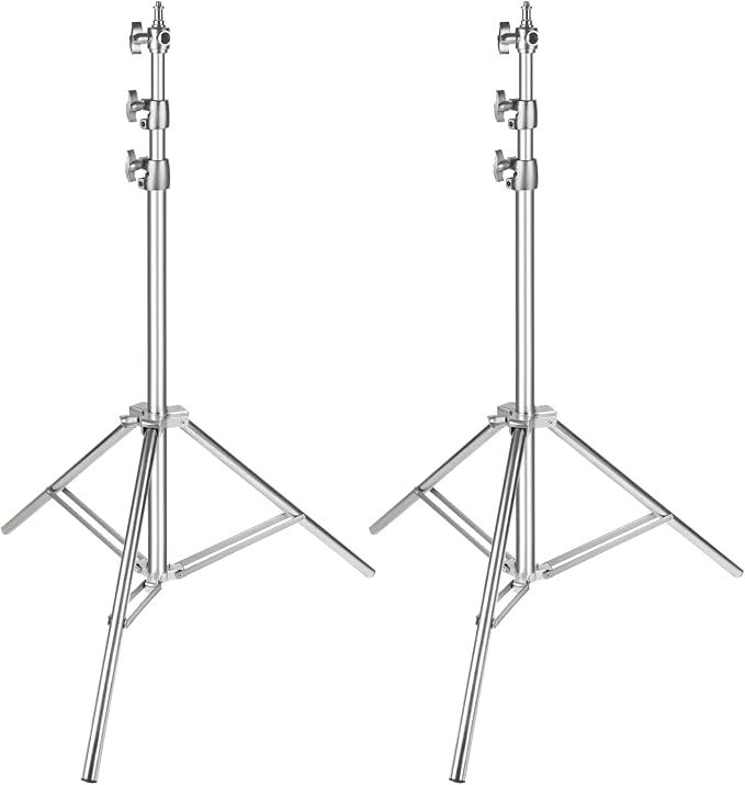 NEEWER 2PCS Light Stand Kit, 79"/200cm Stainless Steel Heavy Duty Tripod Stand with 1/4" to 3/8" Adapter for Studio Softbox, Monolight, Reflector by Neewer