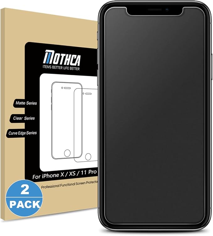 Mothca 2 Pack Matte Glass Screen Protector Compatible with iPhone Xs/iPhone X/iPhone 11 Pro, Anti-Glare & Anti-Fingerprint Tempered Glass Film by MothcaDirect