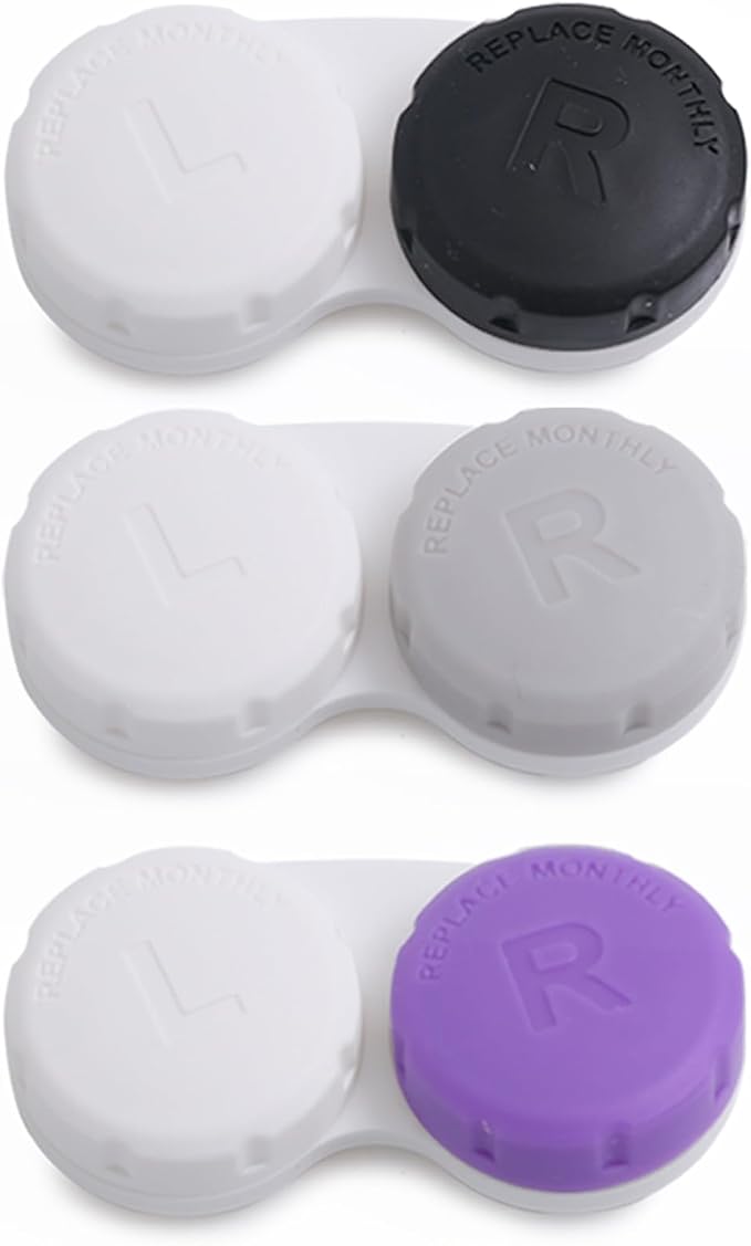 DEWSENSI Contact Lens Case, Empty Contact Lens Cases Box Holder Container for Storage, Travel, Daily Home Use (Black, 3 Pack) by DEWSENSI