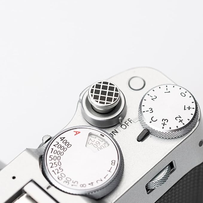 Grid Pattern Camera Metal Shutter Button for FUJIFILM X100VI X100V X-T4 X-T3 X-E4 X-T50 X-T30II hot Shoe Cover Shutter Decorative Set (Aluminum Alloy-Shutter Decorative Button) - Image 2