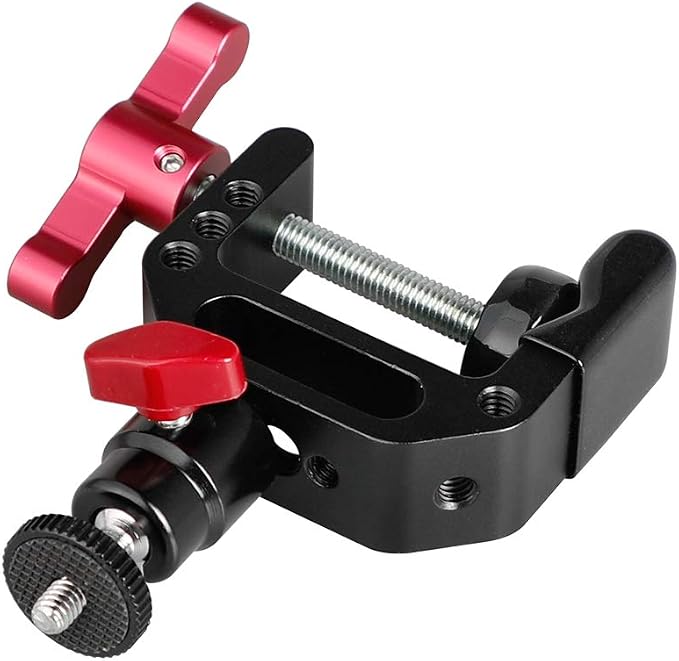 CAMVATE C Clamp Articulated 1/4"-20 Mini Ball Head Support Holder (Red Locking Knob) - 2172 - Image 4