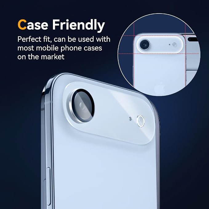 Camera Lens Protector for iPhone 17 Air 6.6",9H Tempered Glass，Ultra HD, Scratch Resistance Easy to Install，Case Friendly， 3-Pack - Image 4