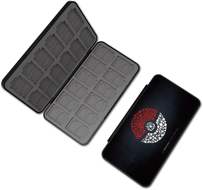 PERFECTSIGHT Switch Game Card Case for Nintendo Switch 2 / Lite/ OLED, Cute 24 Game Holder Cartridge Case for Game Cards and 48 SD Cards, Kawaii Portable Compact Storage Box, Black Ball by PERFECTSIGHT