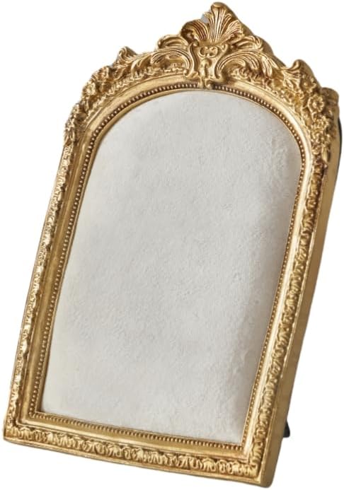 HSDDHOME 10.4"*7" gold Jewelry Display Stand Photo Frame, Resin Vintage Earring Stand, Velvet Necklace Storage Stand, Elegant Decoration for Jewelry and Collectibles-1pack by HSDDHOME