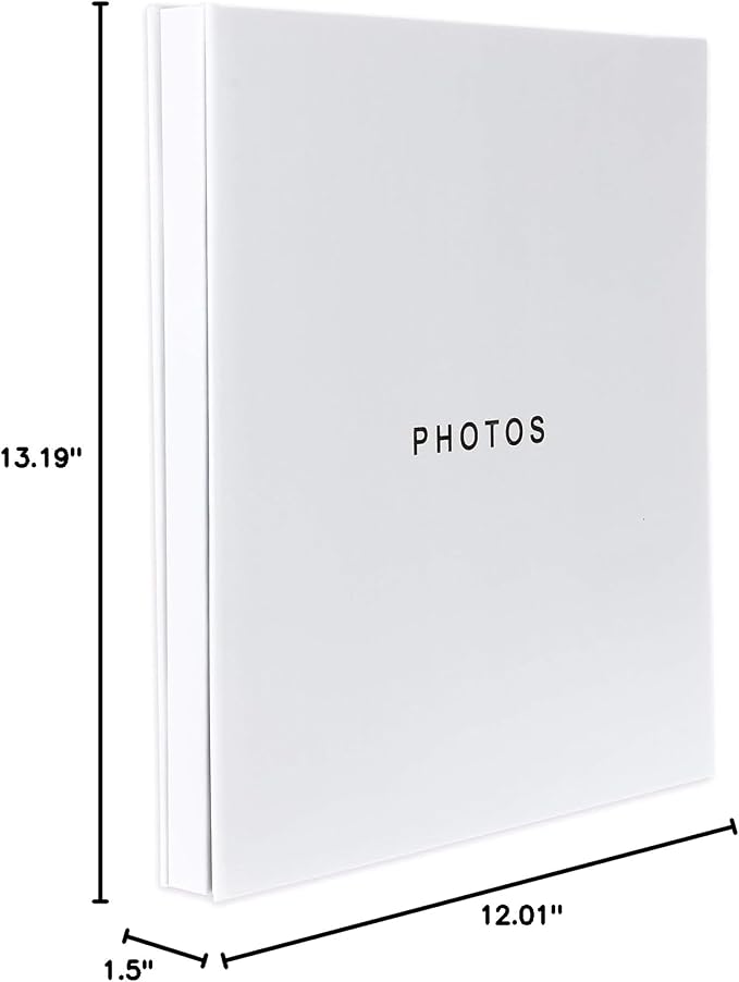 Kiera Grace 400-Pocket Jocelyn Simple & Classic Photo Album For Home & Office With CD Storage Pocket, 13.19”L x 12.01"W x 1.5“H To Display 400-4" x 6" Pictures, 6 Pieces, White - Image 8