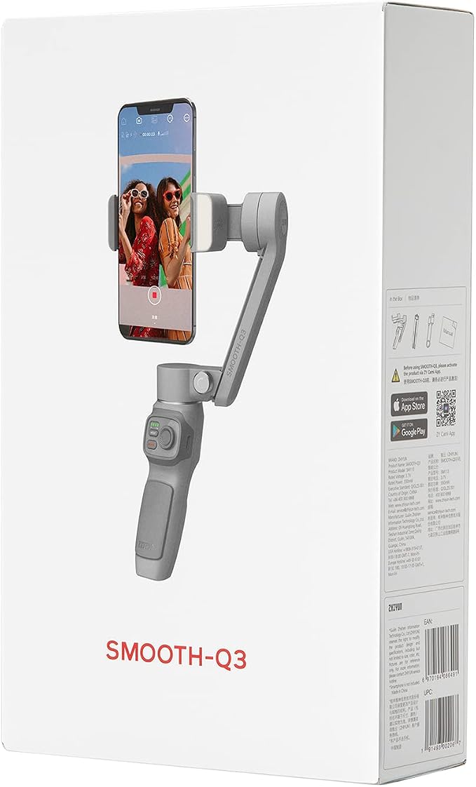 Zhiyun Smooth Q3 Combo, 3-Axis Phone Gimbal with Fill Light and Gimbal Bag, Portable & Foldable, Gesture Control, Video Recording, Auto Tracking Gimbal Stabilizer for Smartphone for iPhone & Android | Portable & Foldable, Gesture Control, Video Recordi... - Image 9