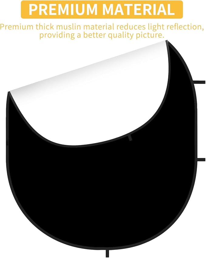 Kate Collapsible Pop-Up Black White Backdrop for Self-Tape Auditions 582 | Collapsible Backdrop 5'x6.5'Black White Portable Photography Background for Self-Tape Auditions, Professional Headshots - Image 2