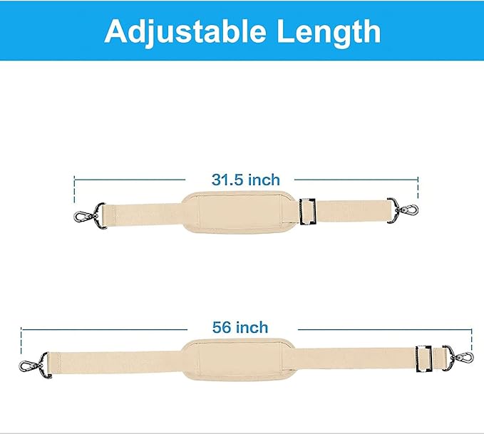 MOSISO 56 inch Shoulder Strap, Adjustable Soft Universal Non-Slip Strap | Thick Replacement Strap, Fit Padded with Metal Swivel Hooks for Laptop Shoulder Bag/Laptop Messenger Bag, Khaki - Image 3