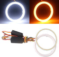 Qasim 1-Pair 80MM White+Amber Switchback 102SMD 4014 LED Halo Ring Angel Eyes Led Lights 12V by Qasim