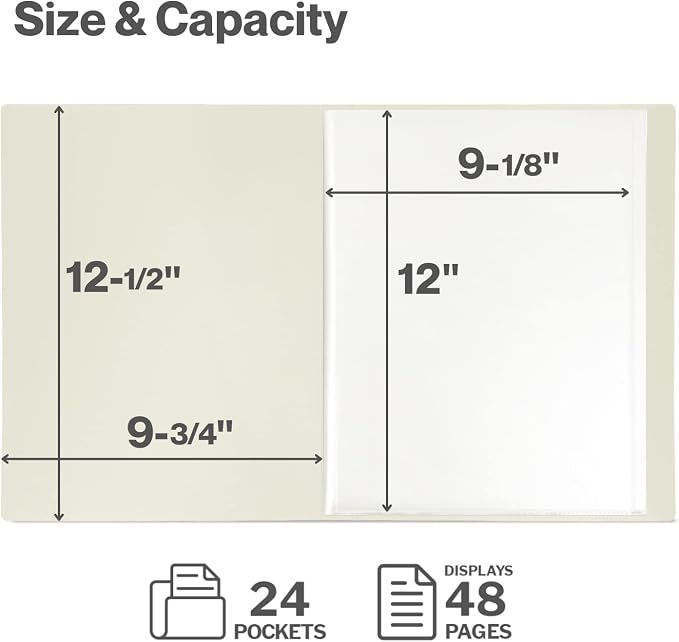 Cranbury 9x12 Presentation Book, 24 Pockets, Clear Sleeves, Black | Displays 48 Pages, Fits 9x12 & A4 Documents, Certificates, Artwork & Keepsakes, Acid-Free Portfolio Binder - Image 6