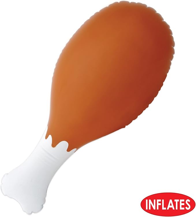 Beistle Inflatable Turkey Leg Prop – Jumbo 2 Ft Drumstick Thanksgiving and Fall Party Decoration, Oversized Food Costume Accessory for Harvest Events, Medieval Banquets and Photo Booth Displays, 24" - Image 3
