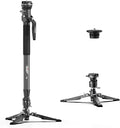 One-Click Lifting Monopod with Feet, 65’’ Travel Monopod with 360° Ball Bowl Head, Lightweight Camera Tripod with Arca Quick Release for Canon Nikon, DSLR Cameras, Max Load 22lbs/10kg (M1S) by COMAN