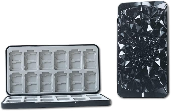 PERFECTSIGHT Game Card Case for Nintendo Switch & Switch OLED, Diamond Pattern Switch Lite Game Holder Cartridge Case with 24 Game Card Slots and 48 Micro SD Card Slots (Black) by PERFECTSIGHT