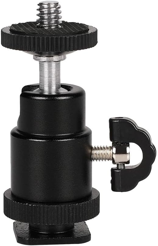 Camera Desk Mount with C Clamp, 18"-23" Adjustable Desktop Light Stands with 1/4" Ball Heads Cold Shoe Adapters, Sturdy Metal Clamp for Webcam, DSLR Camera, Ring Light, Microphone, Max Load 2kg - Image 7