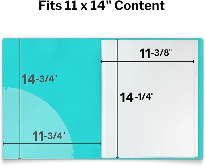 Dunwell 11x14 Art Portfolio Binder, 24 Pockets, Acid-Free, Aqua | Clear Plastic Sleeves, Presentation Book, For Documents, Certificates & School Artwork - Image 5