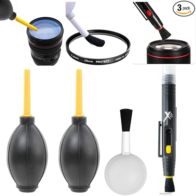 Camera Cleaning Kit with Camera Cleaning Pen Brush, Air Blaster Blower and Lens Brush Blower Brush Dust Cleaner for Lens (Upgraded Kit) by Acuvar