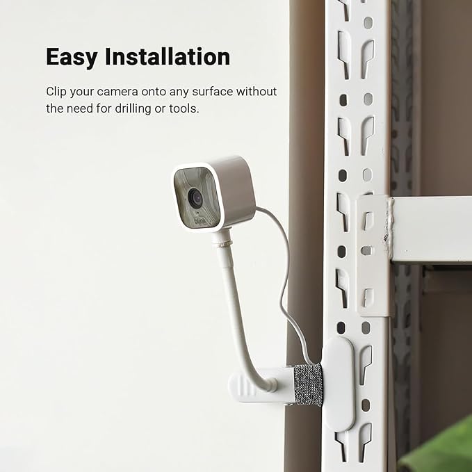 Indoor Outdoor Security Camera Flexible Clip Mount, Black | Universal 1/4"-20 threaded clamp bracket, fits Ring/Blink/Wyze/Arlo and more, 15cm adjustable gooseneck arm - Image 2